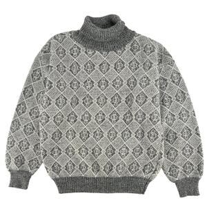 90s turtleneck gray print sweater 1990s vintage